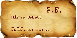 Héra Babett névjegykártya